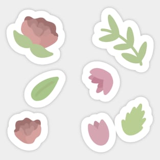 Flower And Leaves Set Sticker